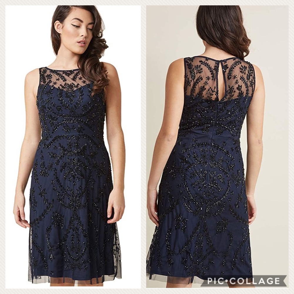 Adrianna-Papell beaded sleeveless cocktail dress - Picture 1 of 8